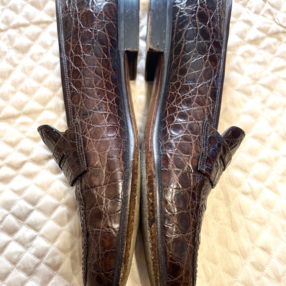 Salvatore Ferragamo Loafers  Alligator Leather Shoes Mens Size 12